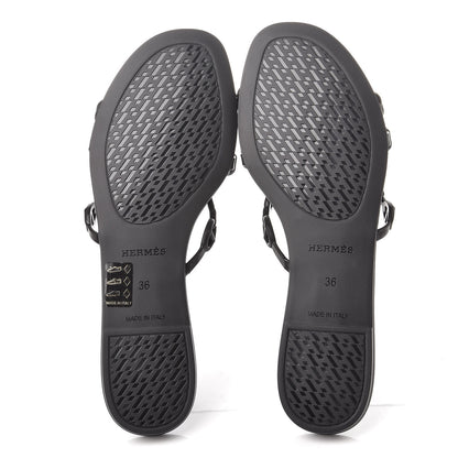 Hermes Rubber Chaine d'Ancre Rivage Sandals 36 Black 6 of 8