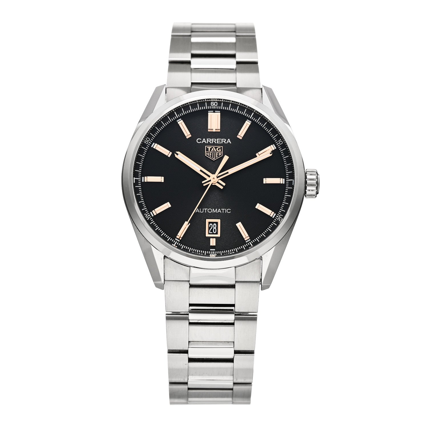Tag Heuer Stainless Steel 39mm Carrera Caliber 5 Automatic Watch Black WBN2113 1 of 5