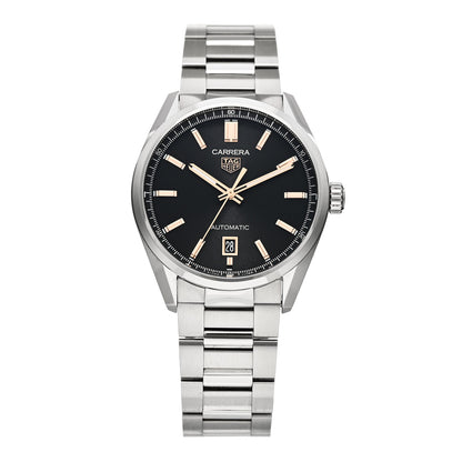 Tag Heuer Stainless Steel 39mm Carrera Caliber 5 Automatic Watch Black WBN2113 1 of 5