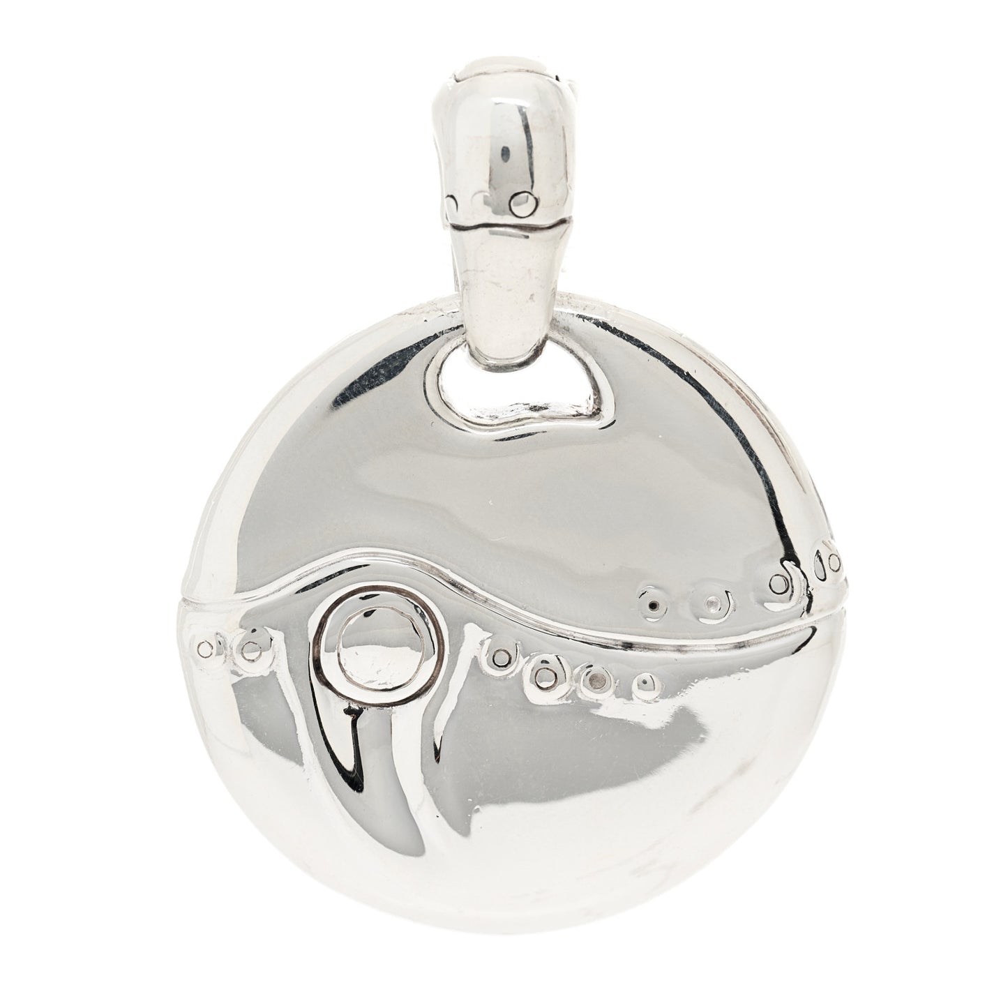 Sterling Silver Bamboo Disc Pendant Necklace