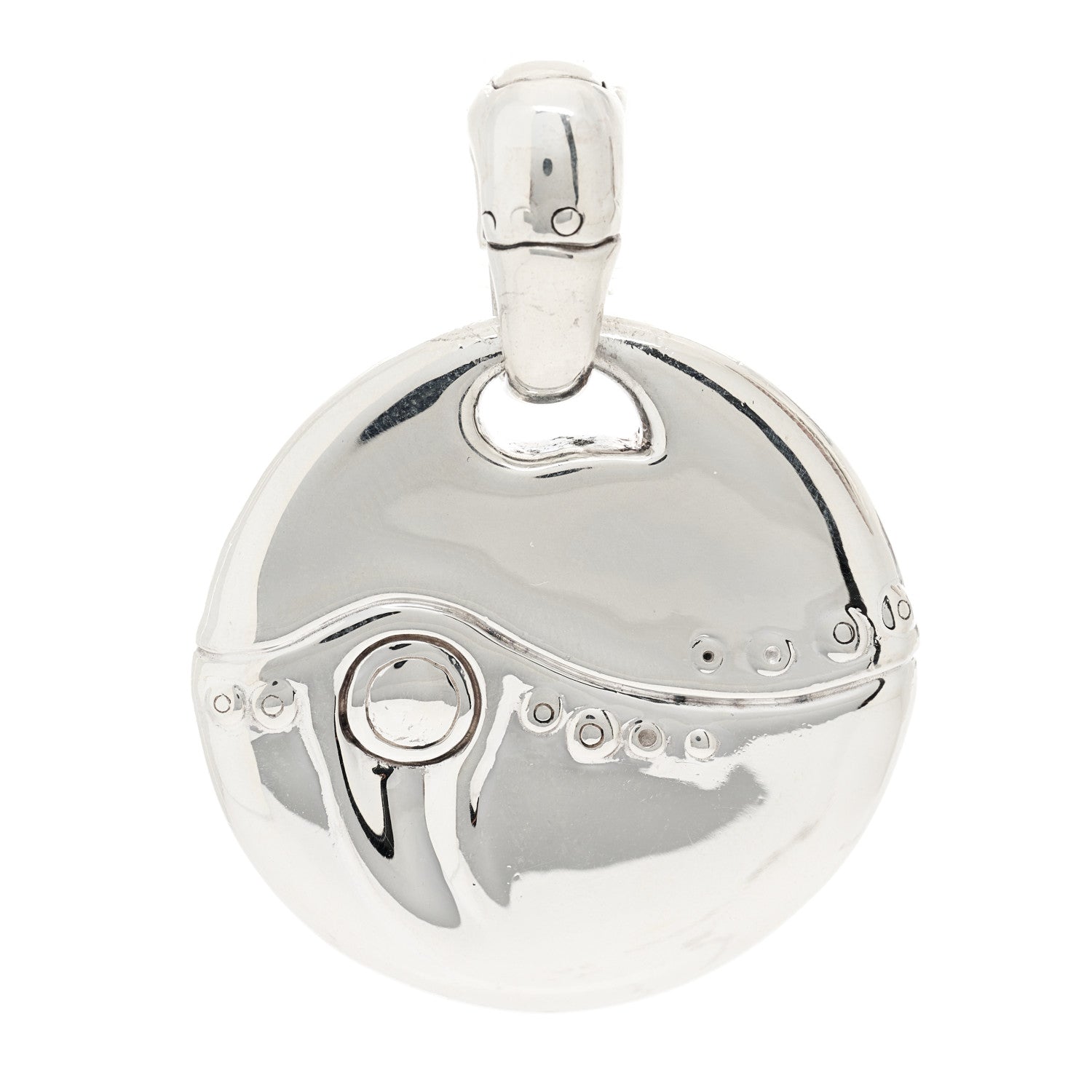 John Hardy Sterling Silver Bamboo Disc Pendant Necklace 1 of 3