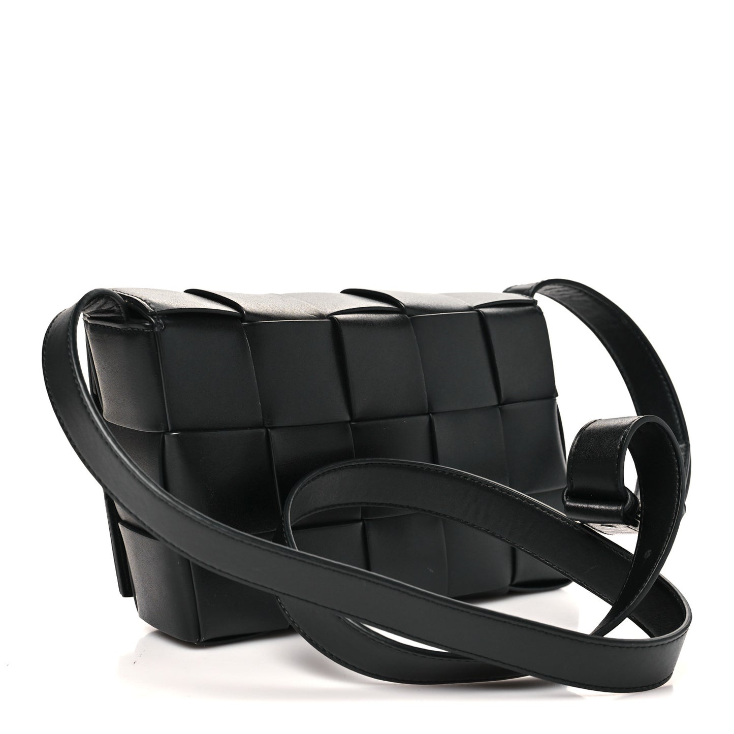 Lambskin Maxi Intreccio Speed Cassette Crossbody Bag Black