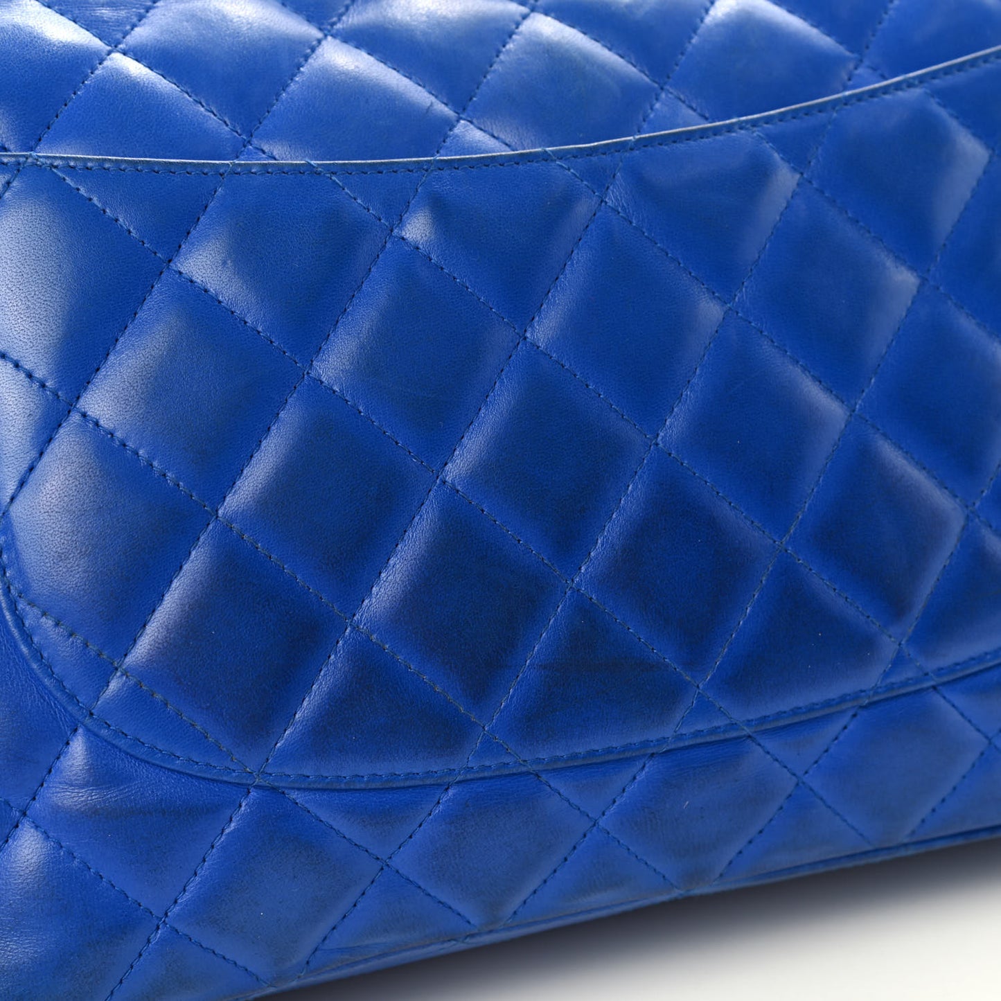 Lambskin Quilted Jumbo Single Flap Blue