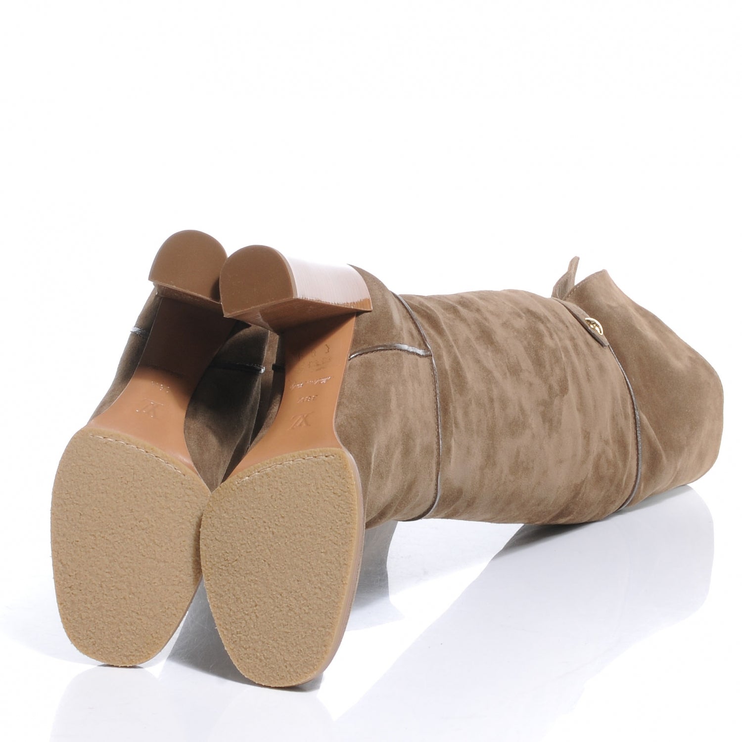 Louis Vuitton Suede Over The Knee Heeled Boots 38.5 Tan 7 of 10