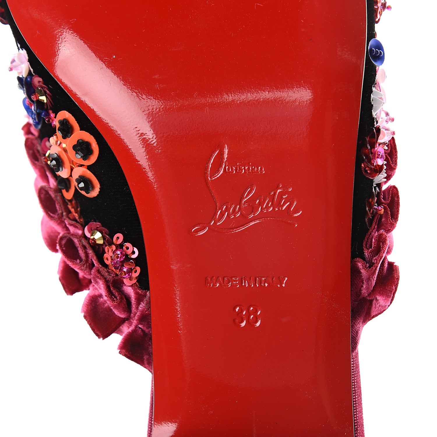 Christian Louboutin Velvet Glitter Babouchkaflor 35 Mule 38 Pink 7 of 7