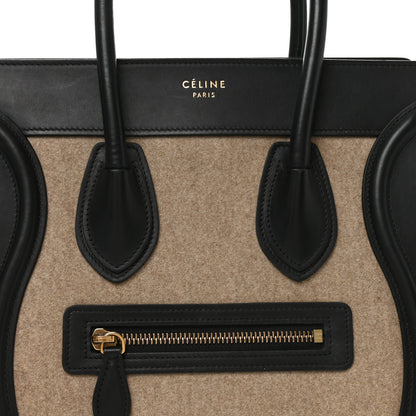 Celine Felt Smooth Calfskin Micro Tri-Color Luggage Brown Black 7 of 9