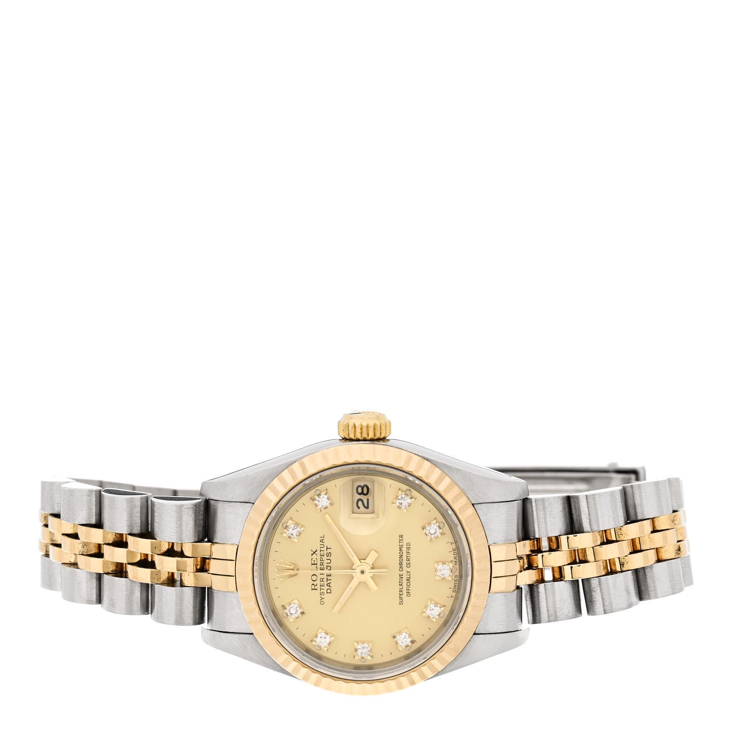 Rolex Stainless Steel 18K Yellow Gold Diamond 26mm Oyster Perpetual Datejust Watch Champagne 69173 2 of 4