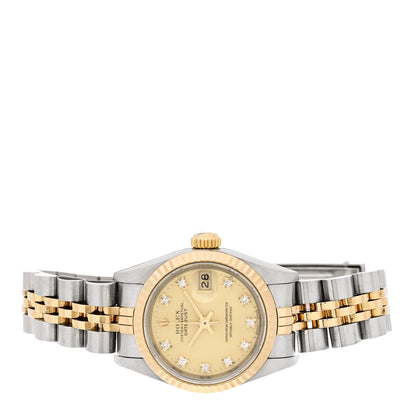 Rolex Stainless Steel 18K Yellow Gold Diamond 26mm Oyster Perpetual Datejust Watch Champagne 69173 2 of 4