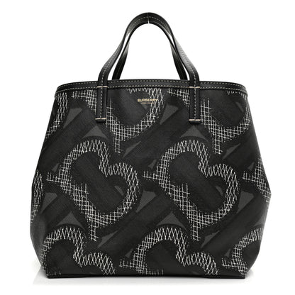 Burberry E Canvas Calfskin Summer Tote Graphite 3 of 13