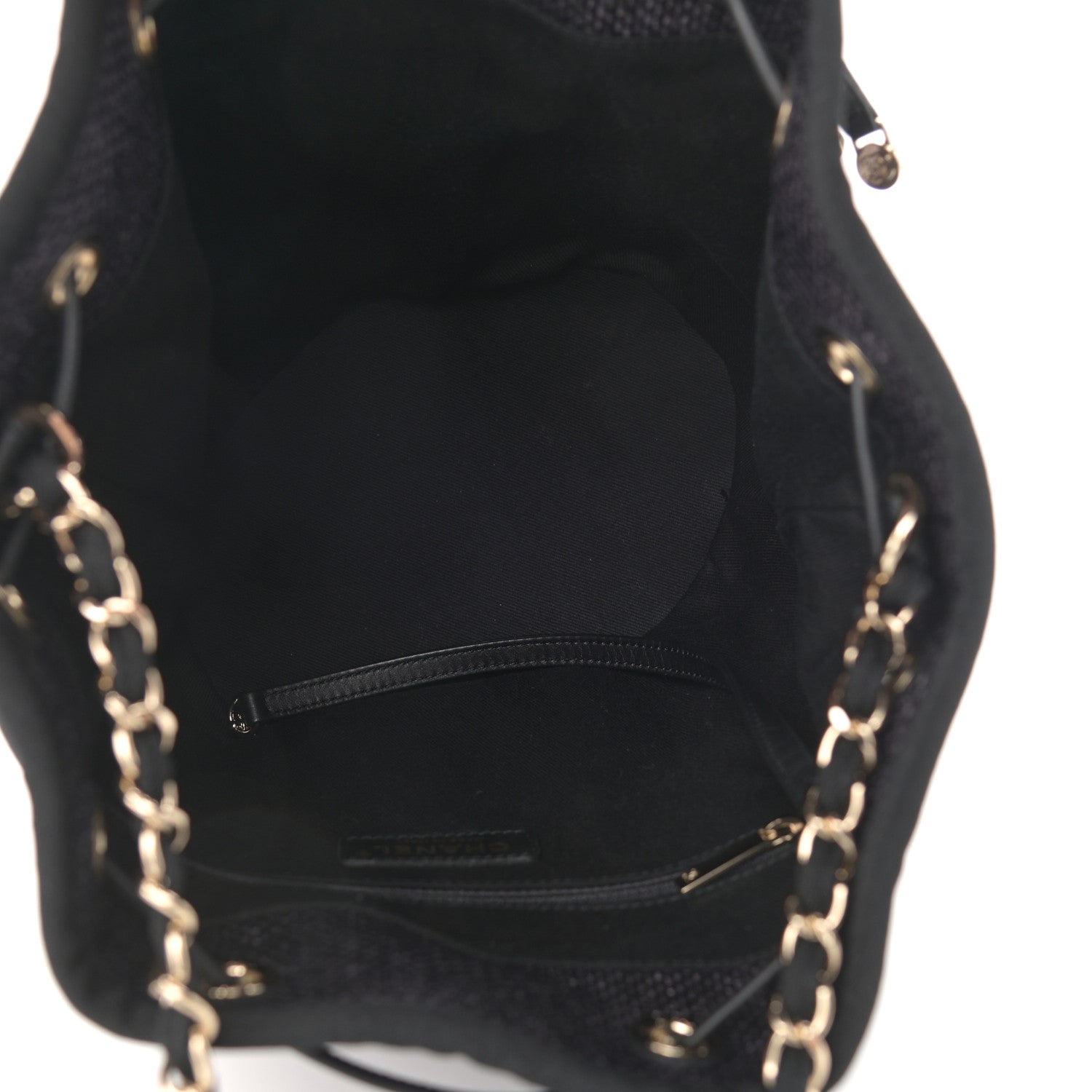 Chanel Mixed Fibers Deauville Drawstring Bag Black 5 of 10