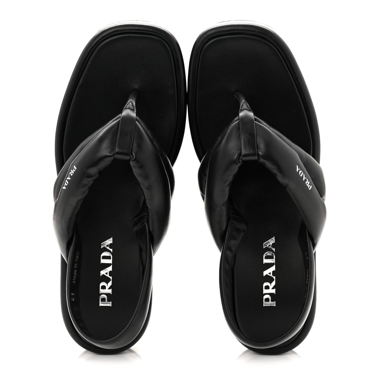 Prada Nappa Soft Padded Platform Slingback Thong Sandals 41 Black 2 of 9