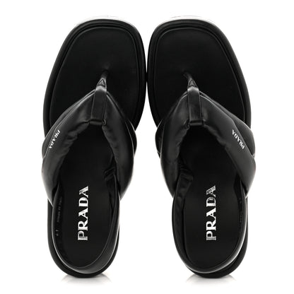 Prada Nappa Soft Padded Platform Slingback Thong Sandals 41 Black 2 of 9