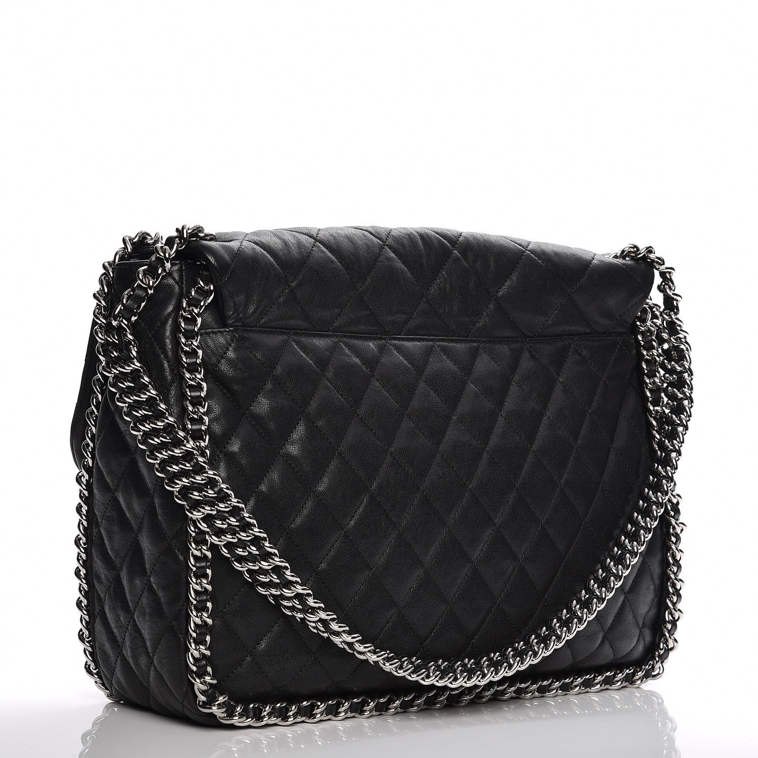 Chanel Washed Lambskin Quilted Maxi Chain Around Flap Black 3 of 8
