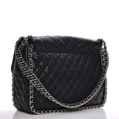 Chanel Washed Lambskin Quilted Maxi Chain Around Flap Black 3 of 8