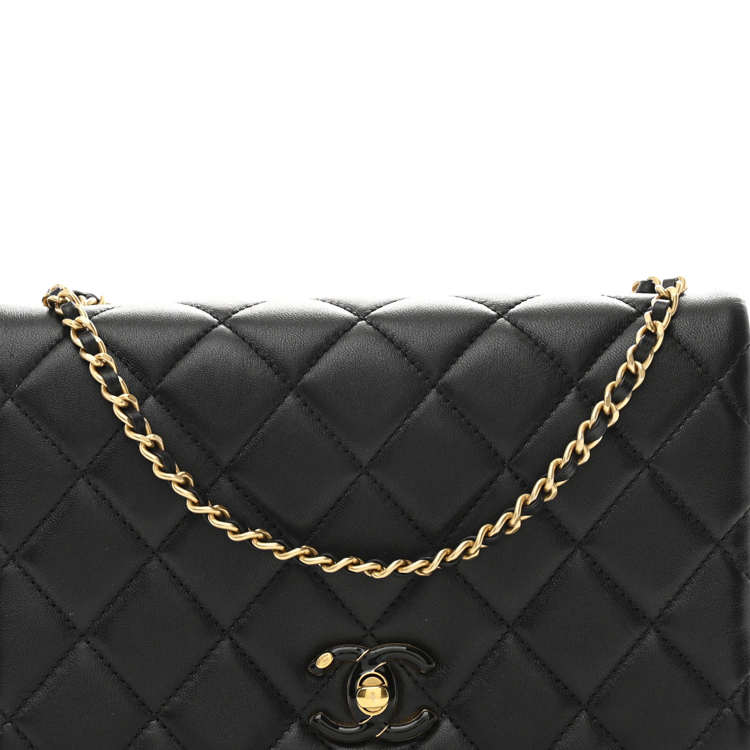 Chanel Shiny Lambskin Quilted Enamel CC Small Flap Black 8 of 11