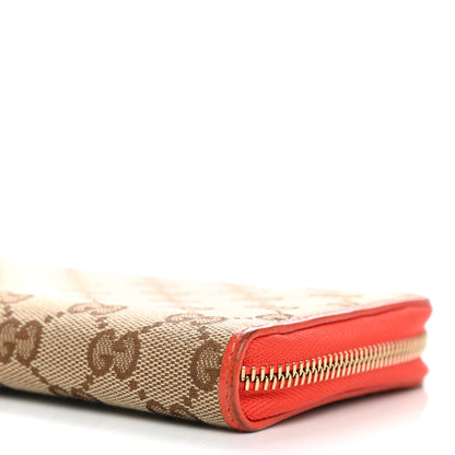 Gucci Monogram Dollar Calfskin Zip Around Wallet Beige Ebony Sun Orange 9 of 11