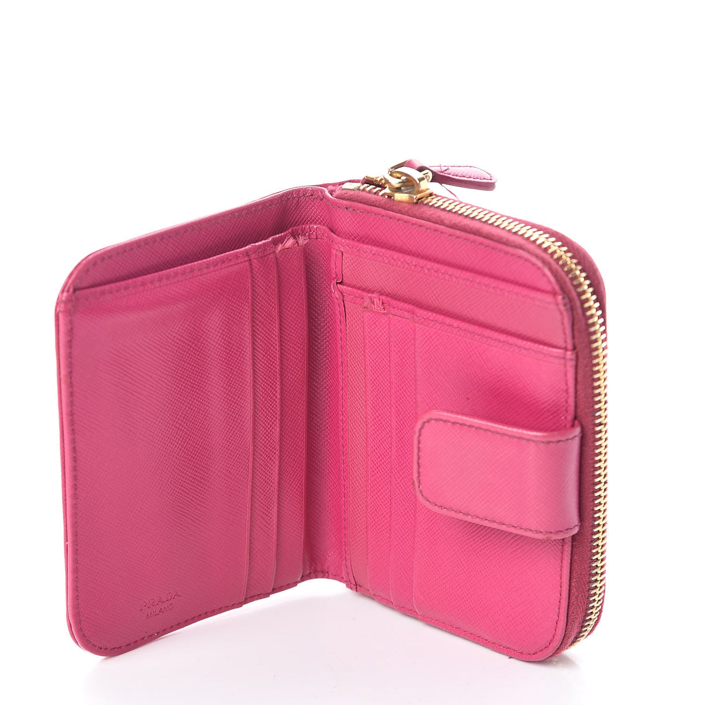 Saffiano Metal Compact Zip Around Wallet Peonia