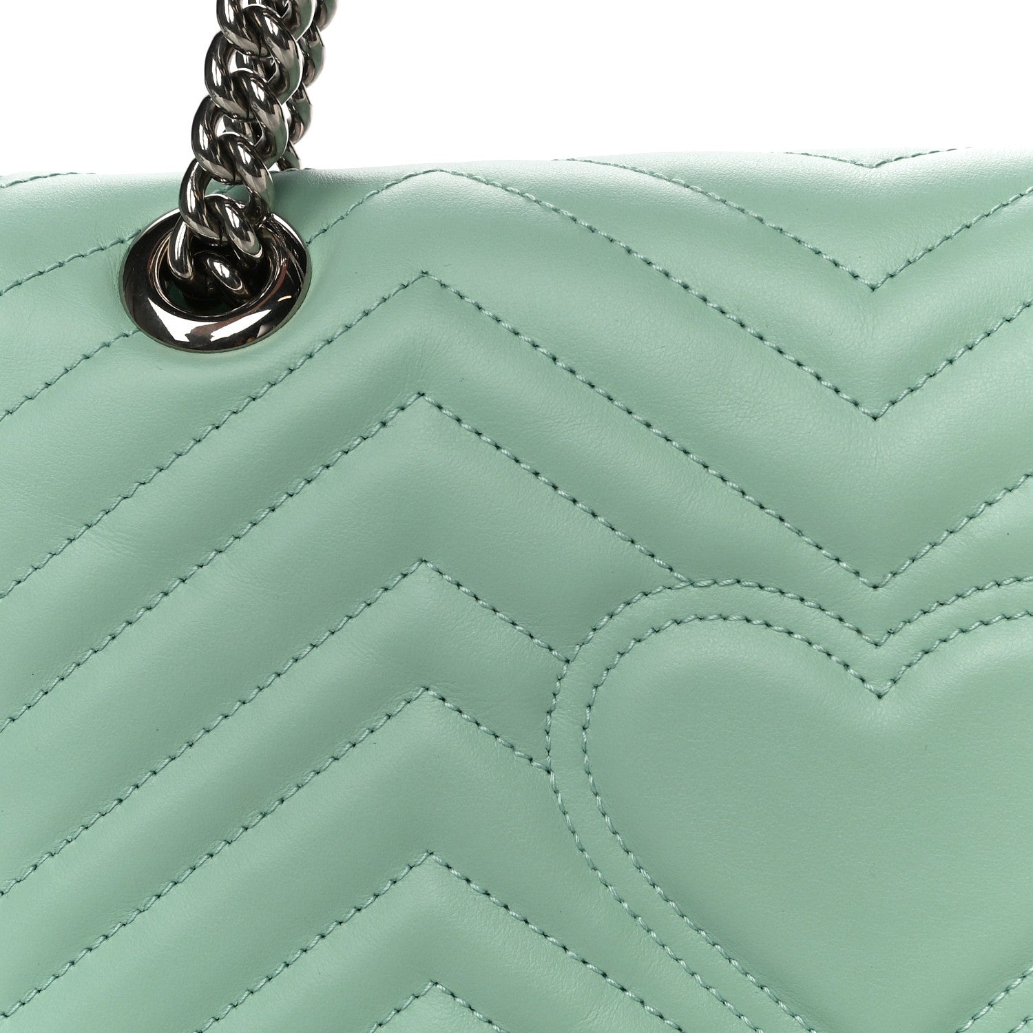 Gucci Calfskin Matelasse Small GG Marmont Shoulder Bag Water Green 14 of 15