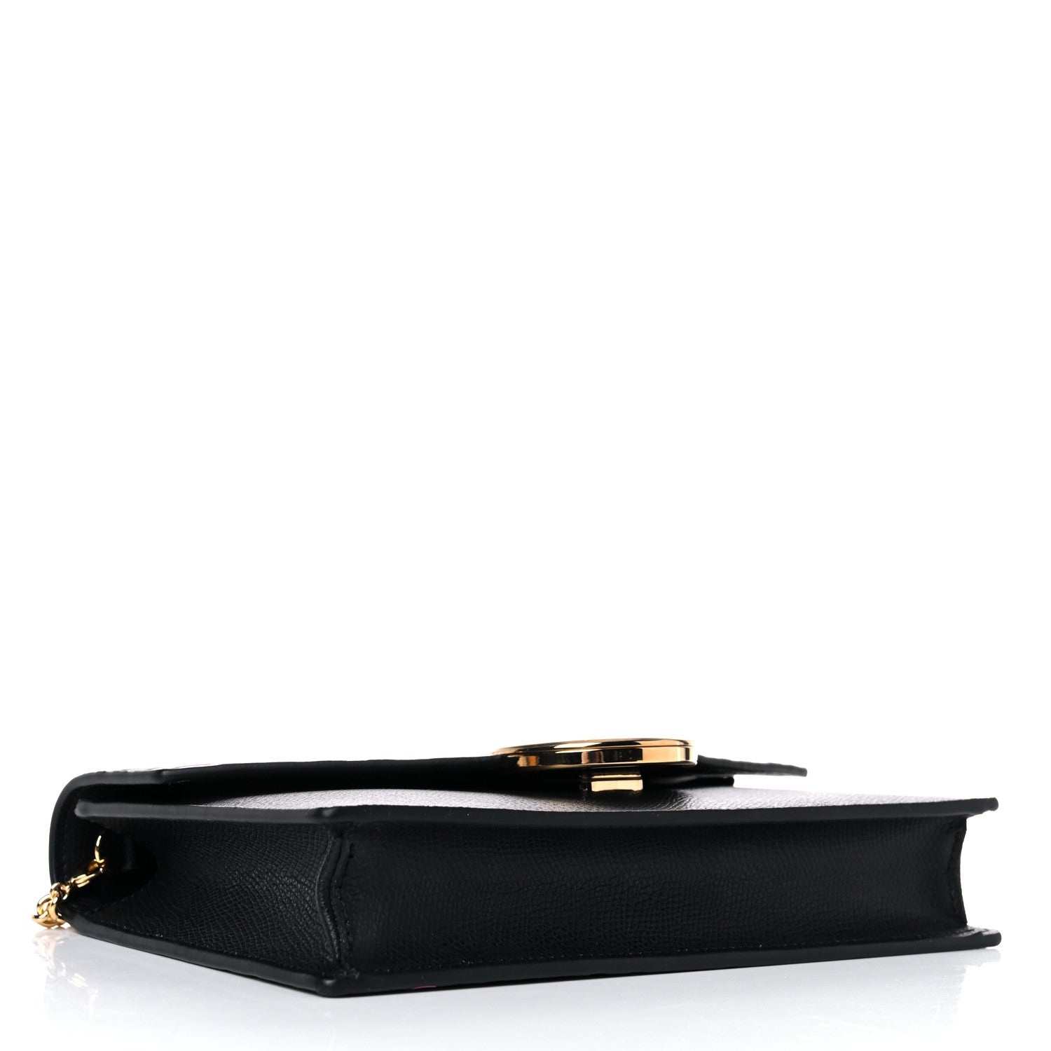 Fendi Vitello Cruise F is Fendi Bi-Color FF 1974 Embossed Medium Envelope Wallet On Chain Black Maya 3 of 13