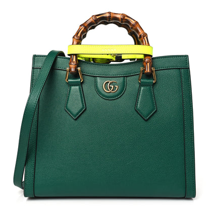 Gucci Wonka Grain Calfskin Small Diana Tote Bag Green Yellow Fluo 1 of 10