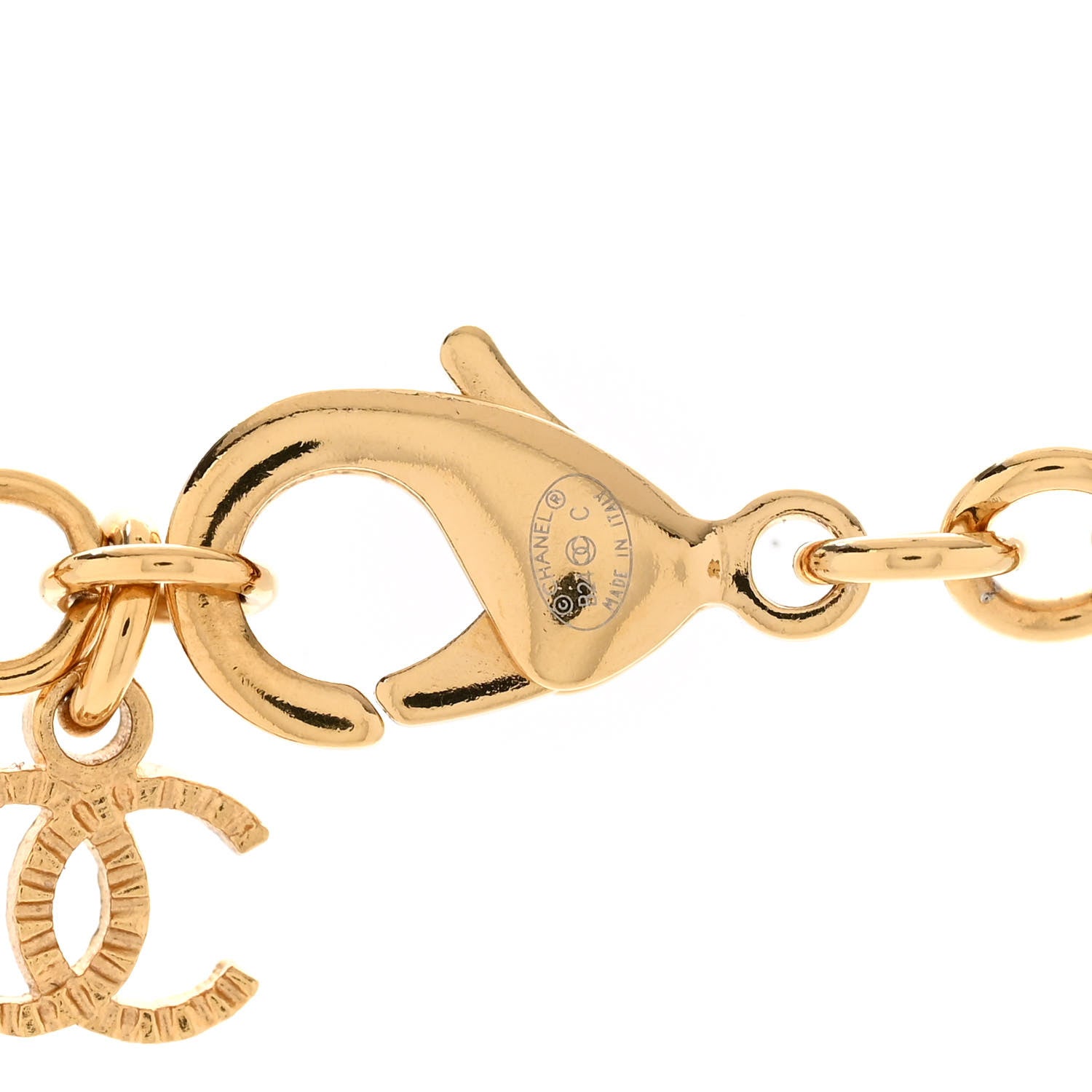 Chanel Metal Crystal Pearl CC Star Gold Pearly White 4 of 5