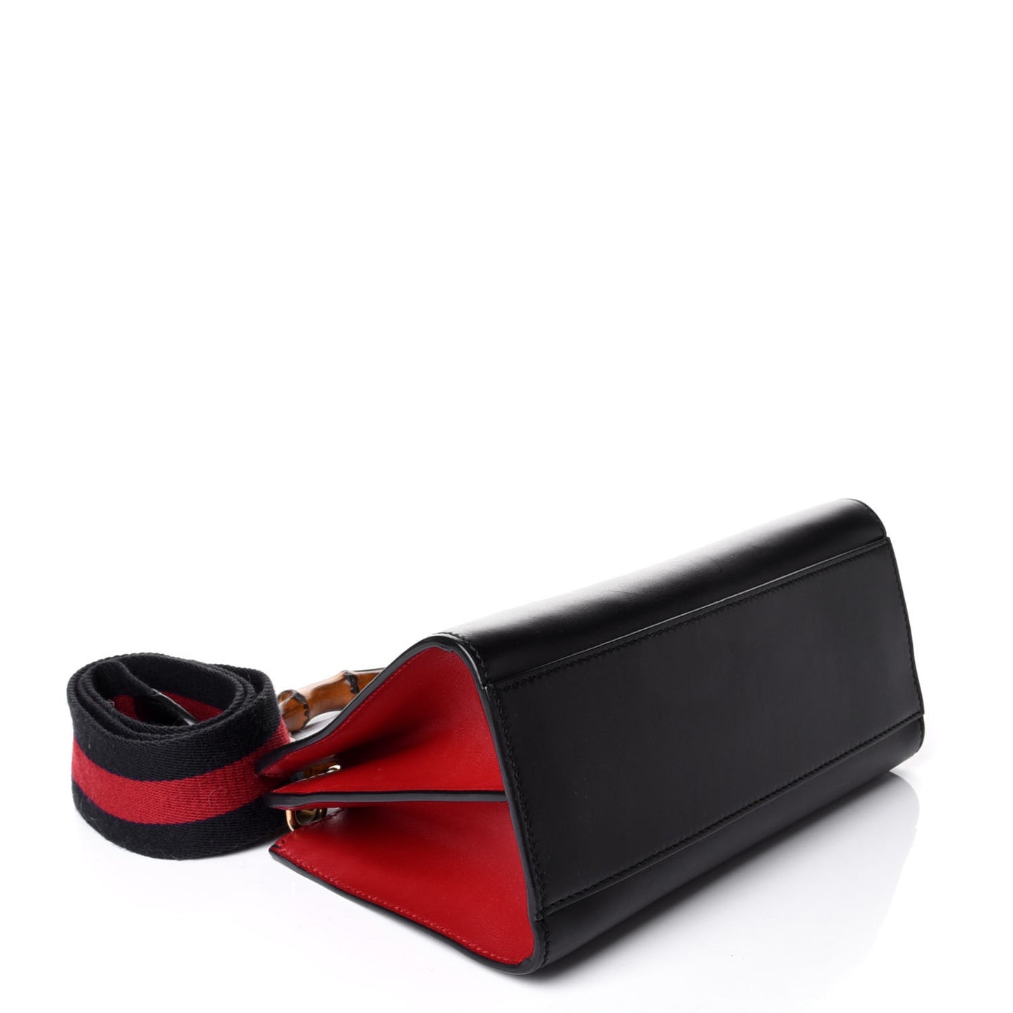 Nappa Bamboo Web Mini Nymphaea Top Handle Bag Black