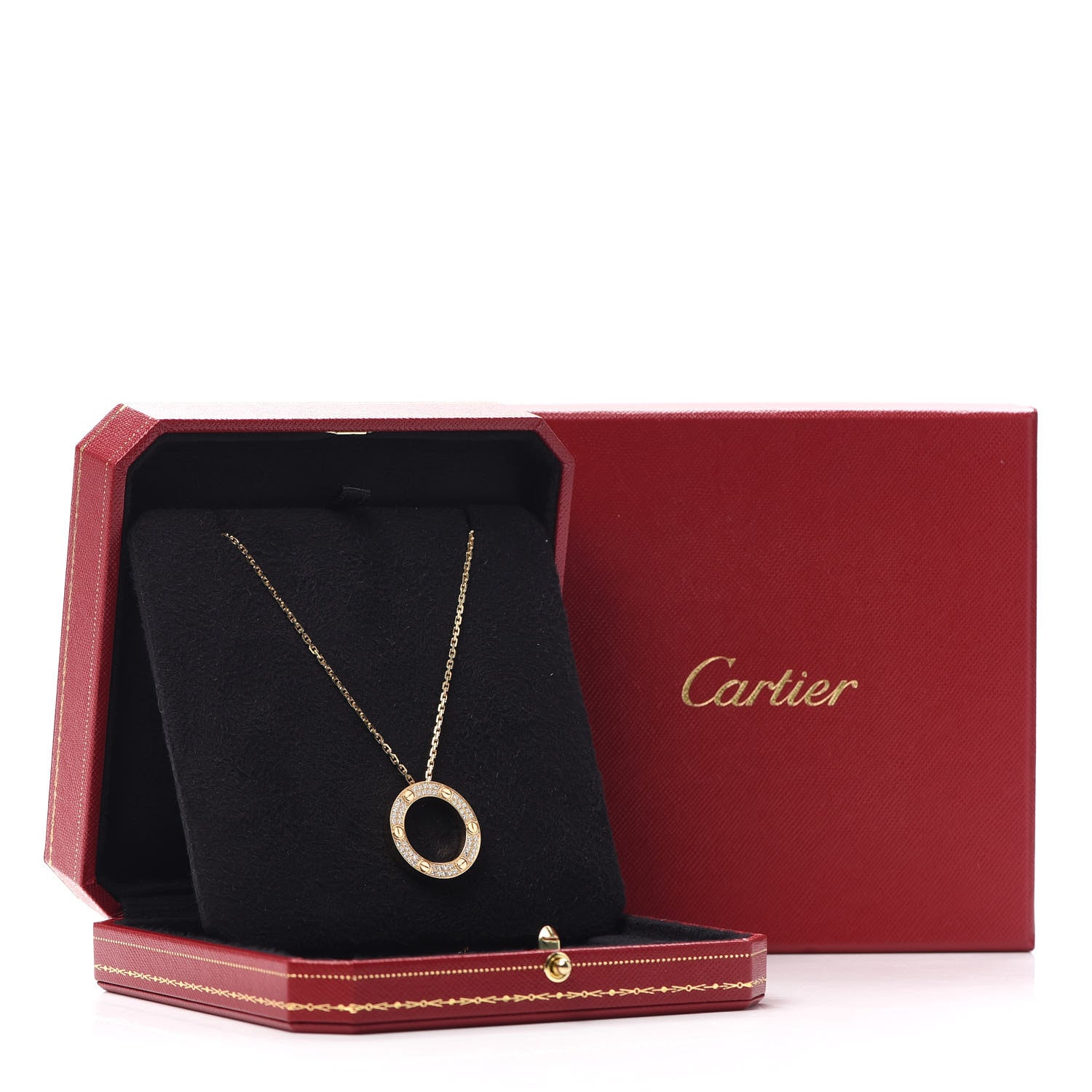 Cartier 18K Yellow Gold Diamond LOVE Paved Necklace 8 of 8