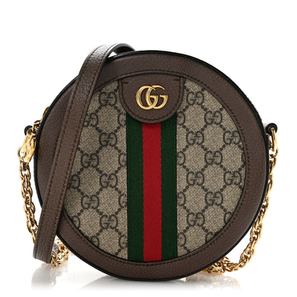 Gucci GG Supreme Monogram Web Mini Ophidia Round Shoulder Bag Brown 1 of 12