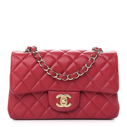 Chanel Lambskin Quilted Mini Rectangular Flap Red 1 of 8