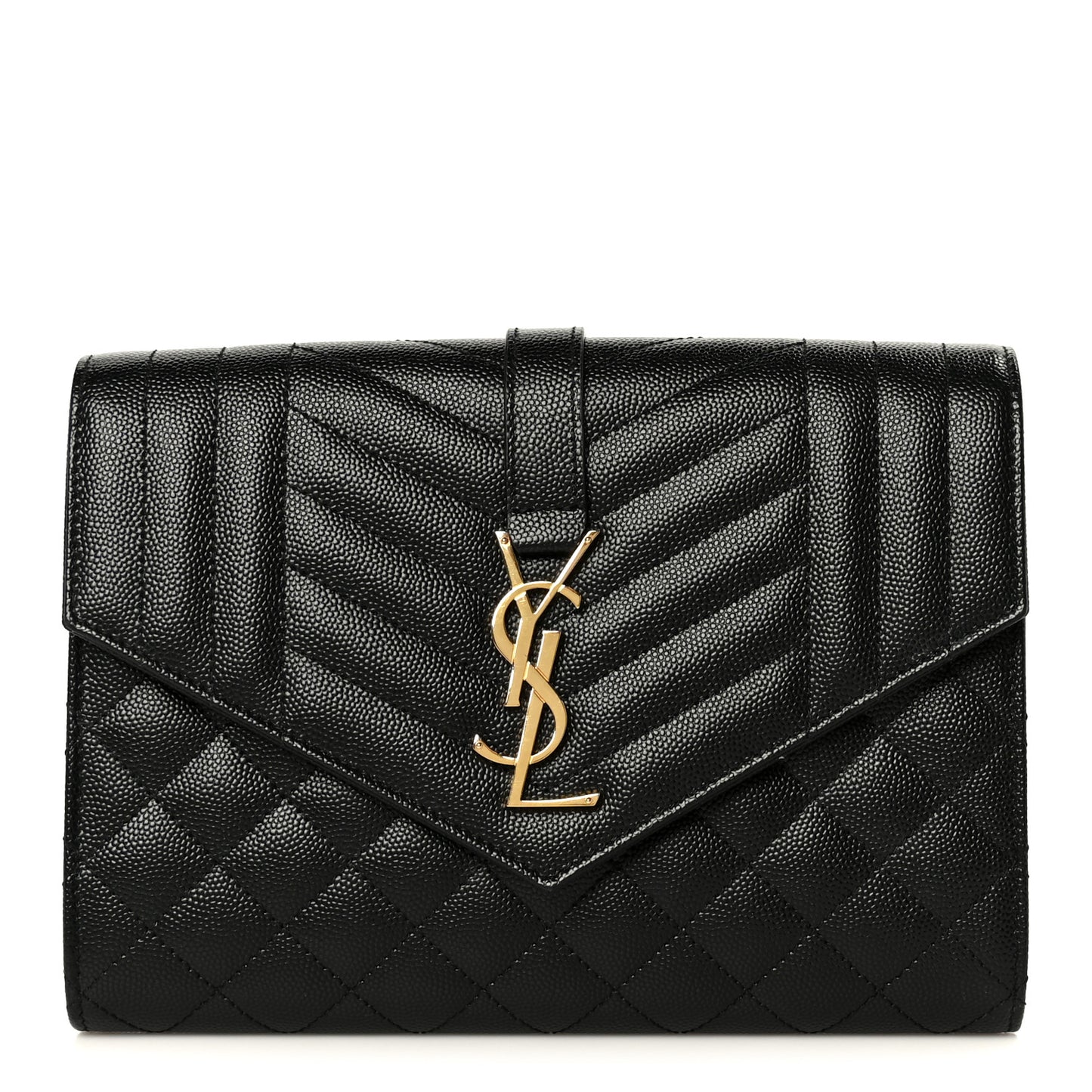 Grain De Poudre Textured Mixed Matelasse Triquilt Monogram Clutch Black