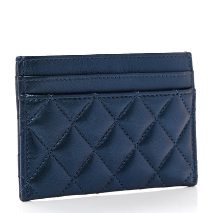 Chanel Metallic Lambskin Quilted Boy Card Holder Blue 3 of 9