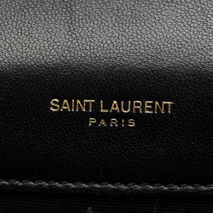 Saint Laurent Lambskin Mixed Matelasse Triquilt Small Monogram Satchel Black 8 of 22