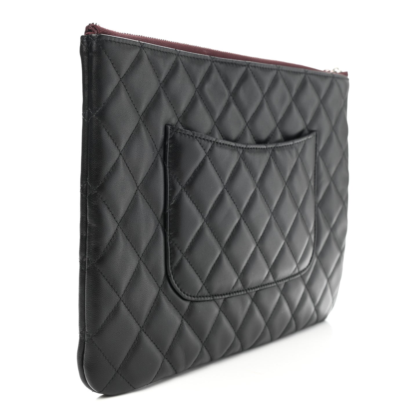 Lambskin Quilted Medium Cosmetic Case Black