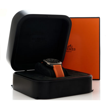 Hermes DLC Coated Titanium Rubber 39mm H08 Automatic Watch Orange 5 of 5
