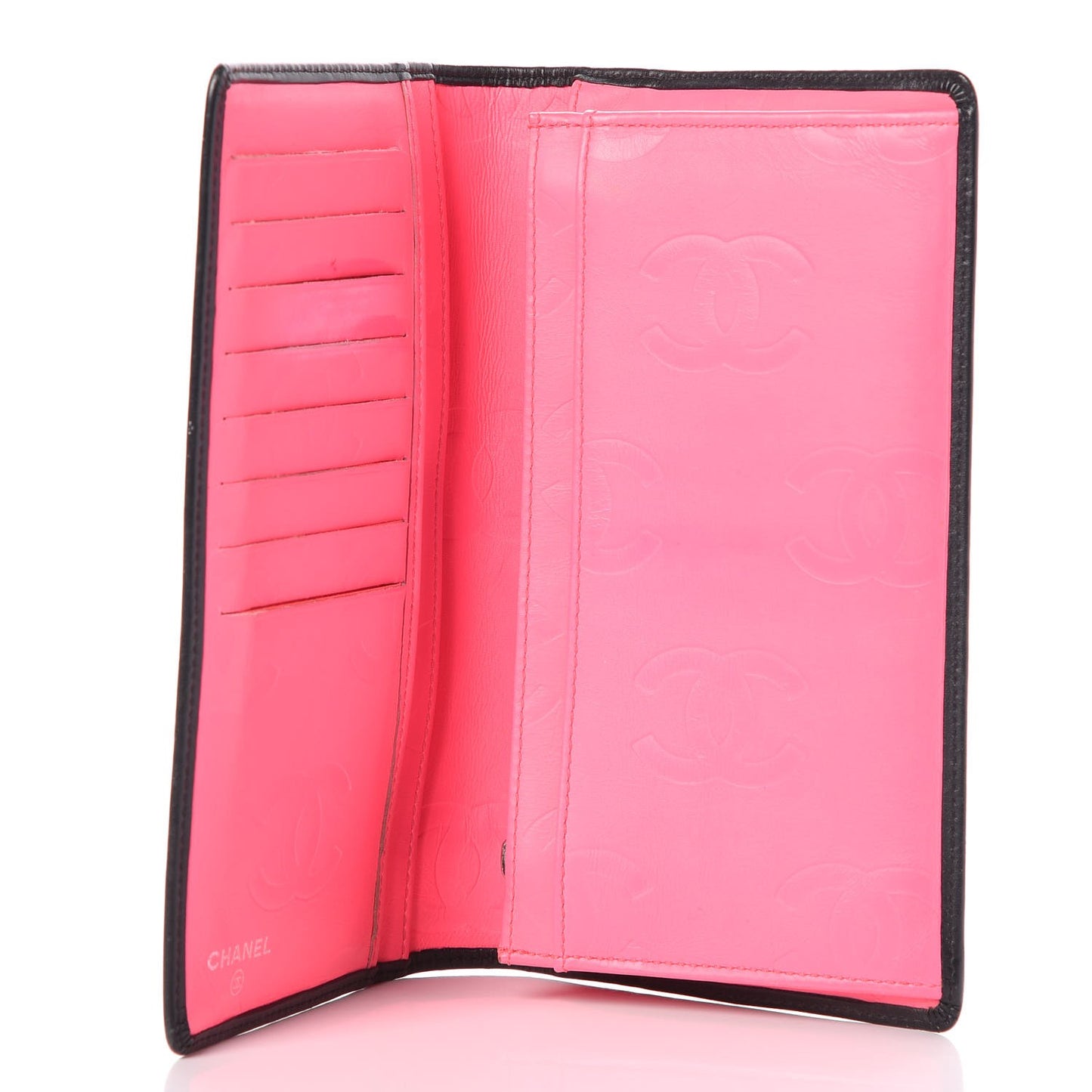 Calfskin Quilted Cambon Yen Wallet Black