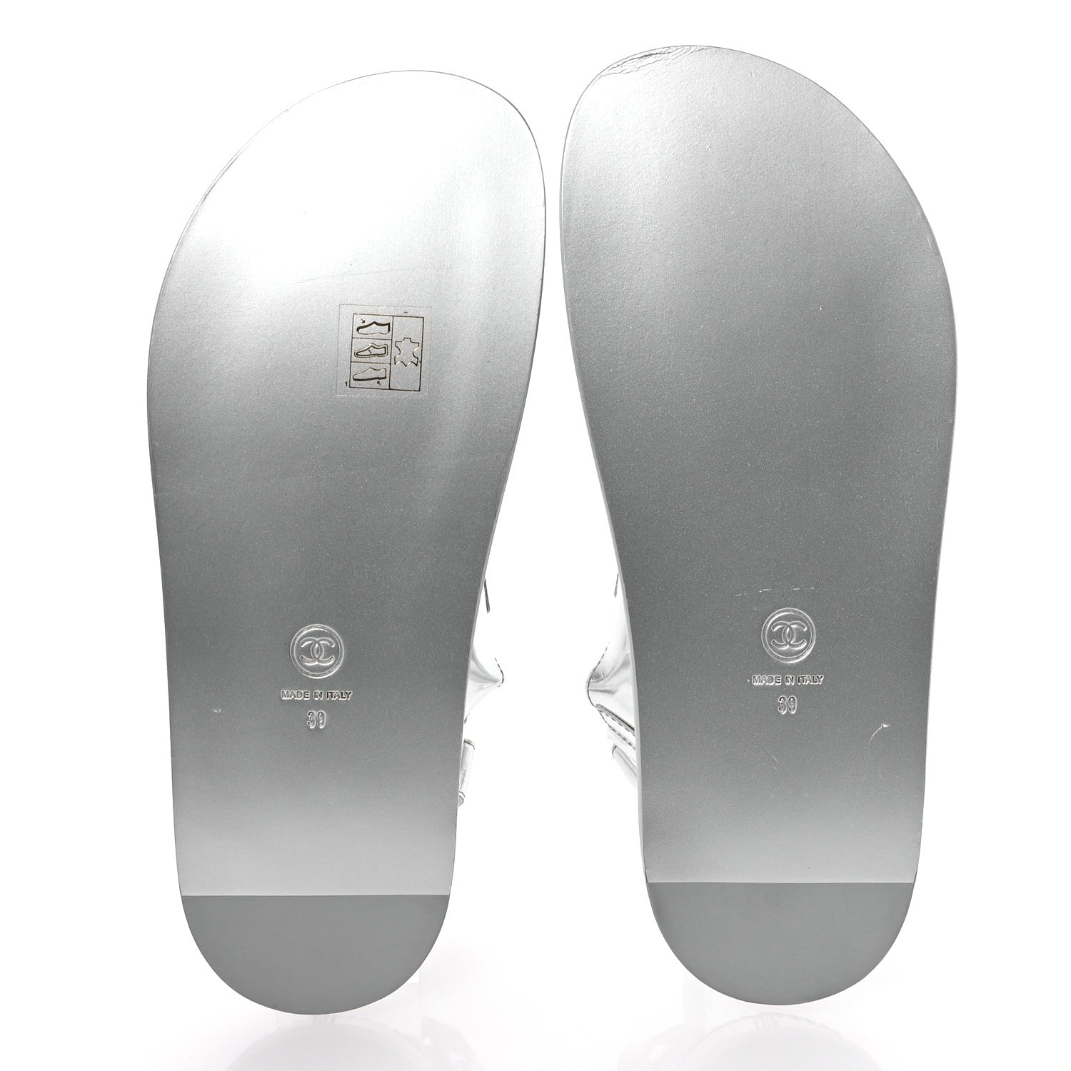 Chanel Iridescent Patent Calfskin Velcro Dad Sandals 39 Silver 6 of 9