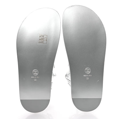 Chanel Iridescent Patent Calfskin Velcro Dad Sandals 39 Silver 6 of 9