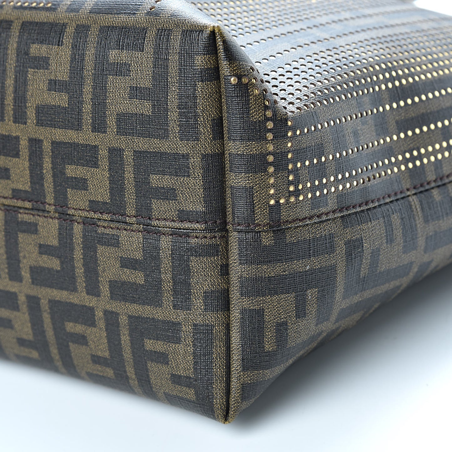 Zucca Lampo Studded Roll Tote Tobacco