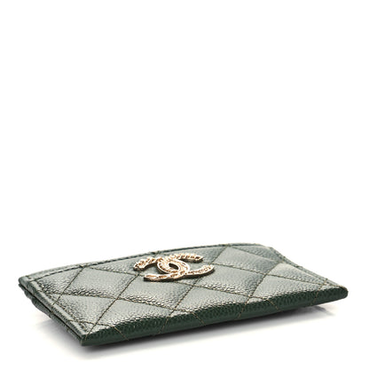 Chanel Caviar Quilted Chain CC Card Holder Khaki 4 of 9