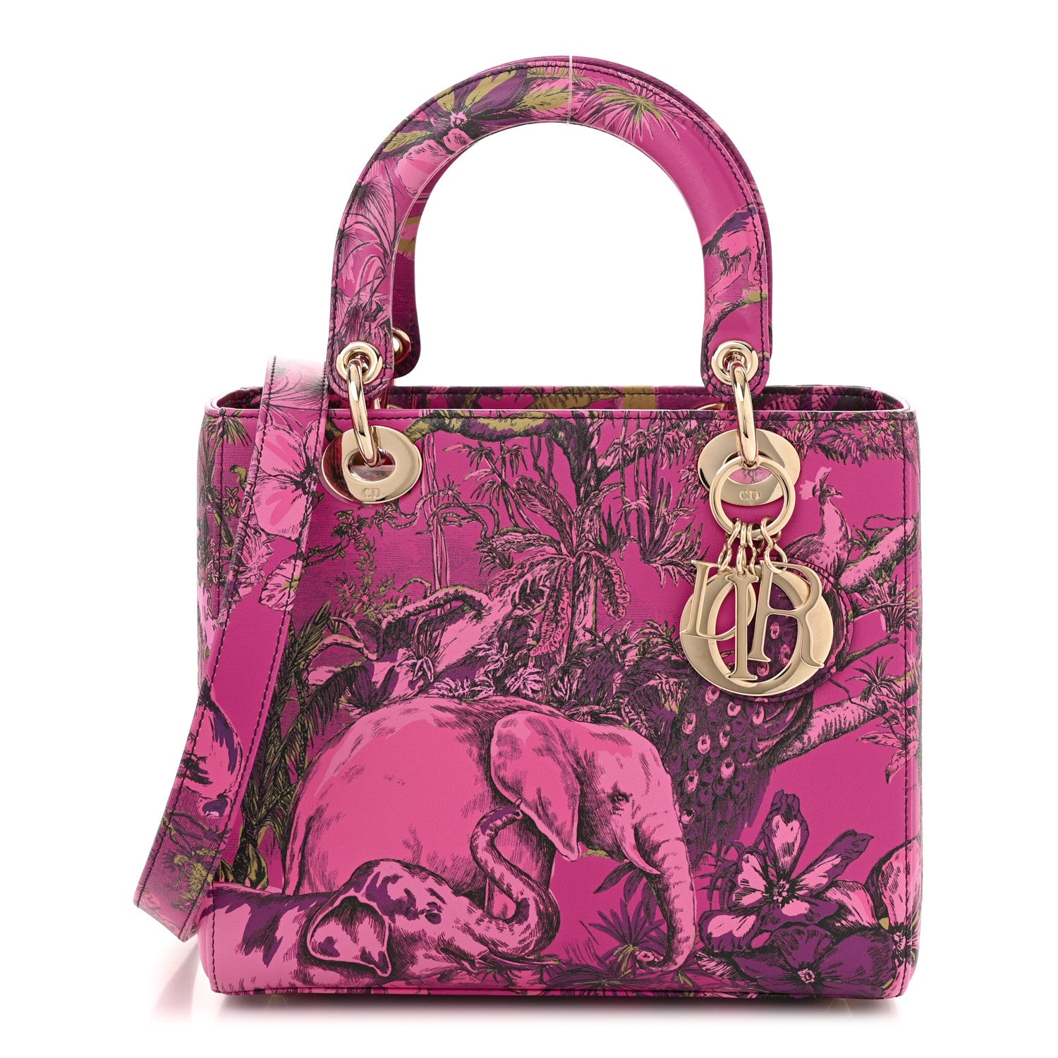 Christian Dior Calfskin Printed Toile De Jouy Medium Lady Dior Pink Multicolor 1 of 12
