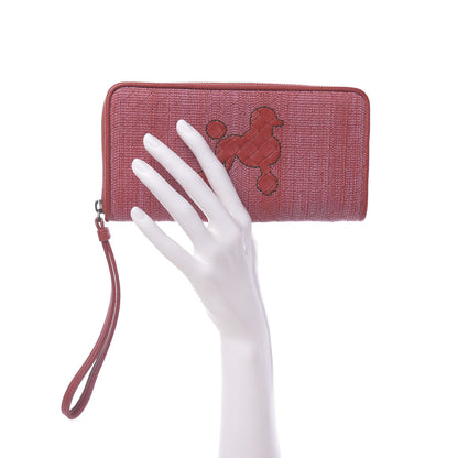 Bottega Veneta Nappa Intrecciato Poodle Embroidered Zip Around Wallet China Red 2 of 6