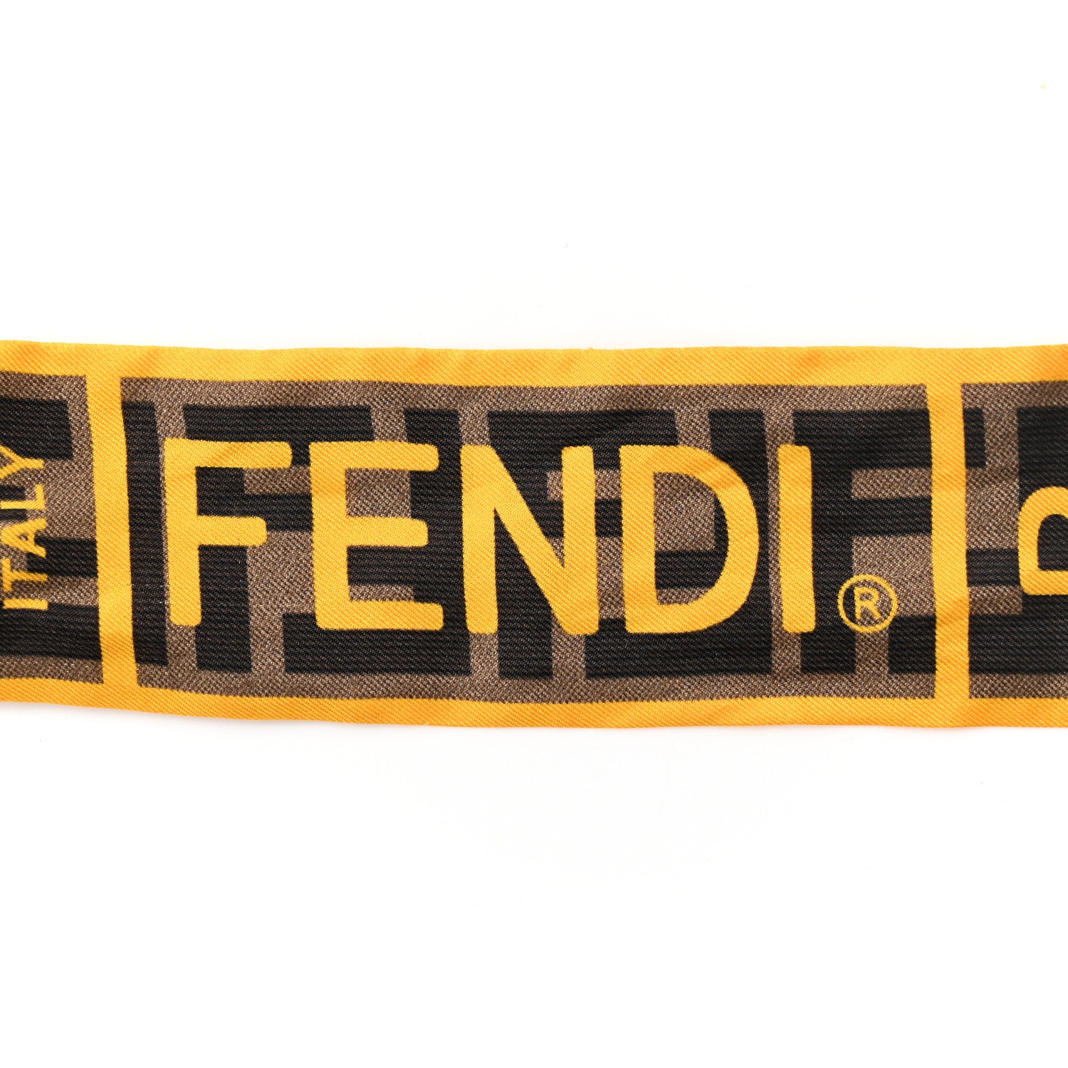 Fendi Silk FF 1974 Roma Logo Wrappy Scarf Tobacco Mimosa 3 of 3