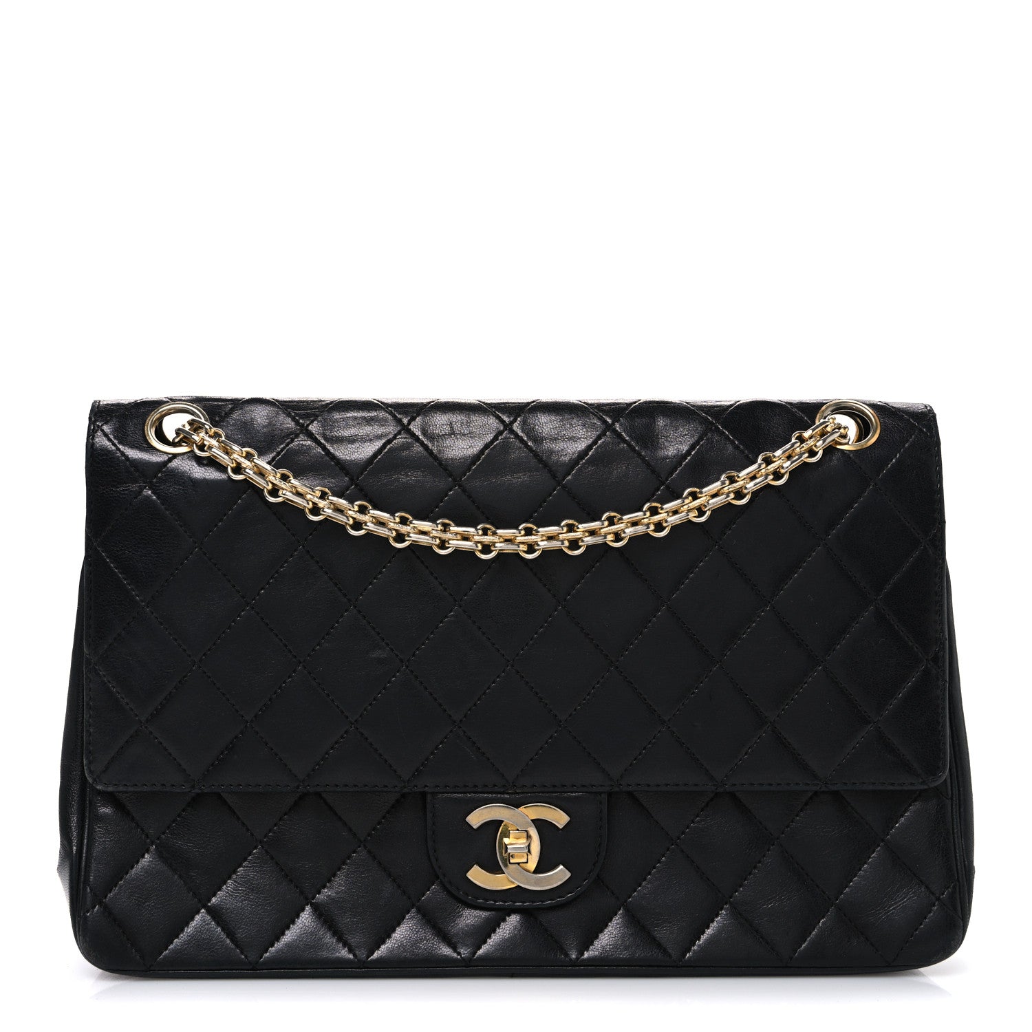Chanel Lambskin Quilted Medium Double Flap Bijoux Chain Black 1 of 13