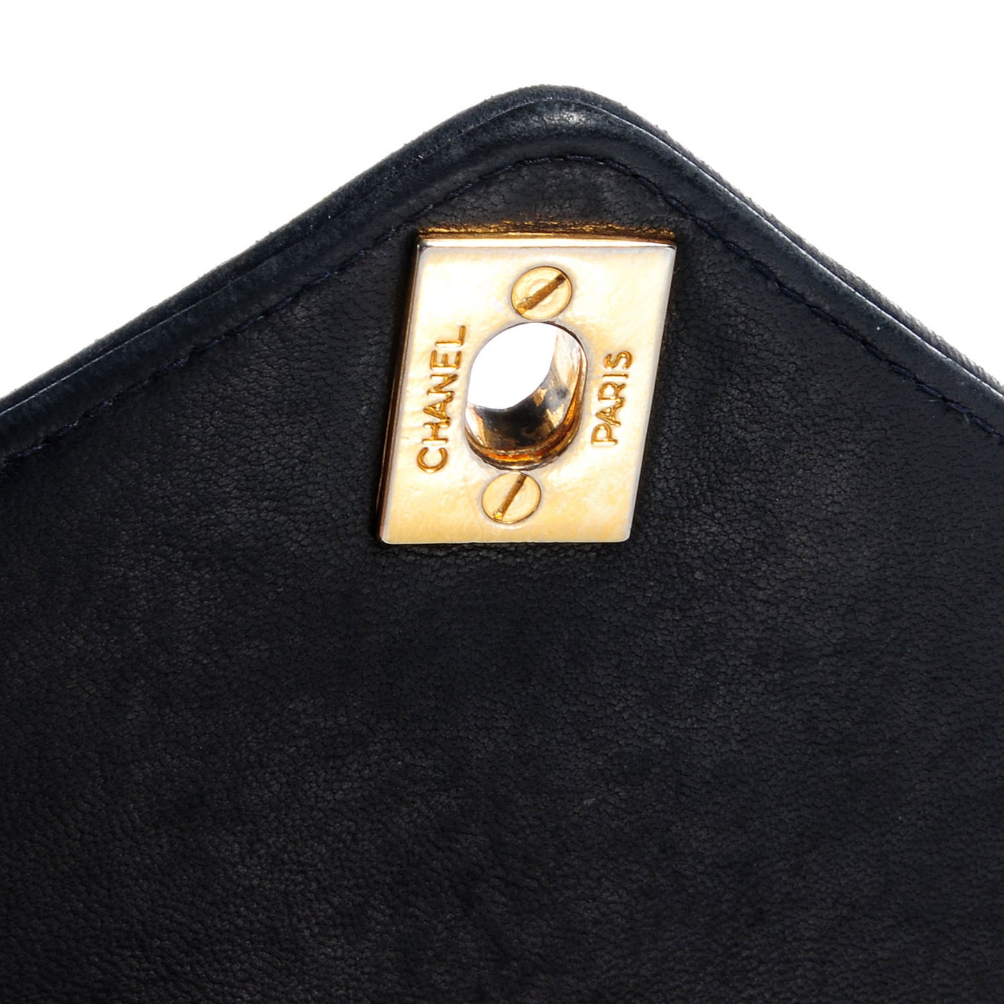 Lambskin Chevron Small Single Flap Navy Blue