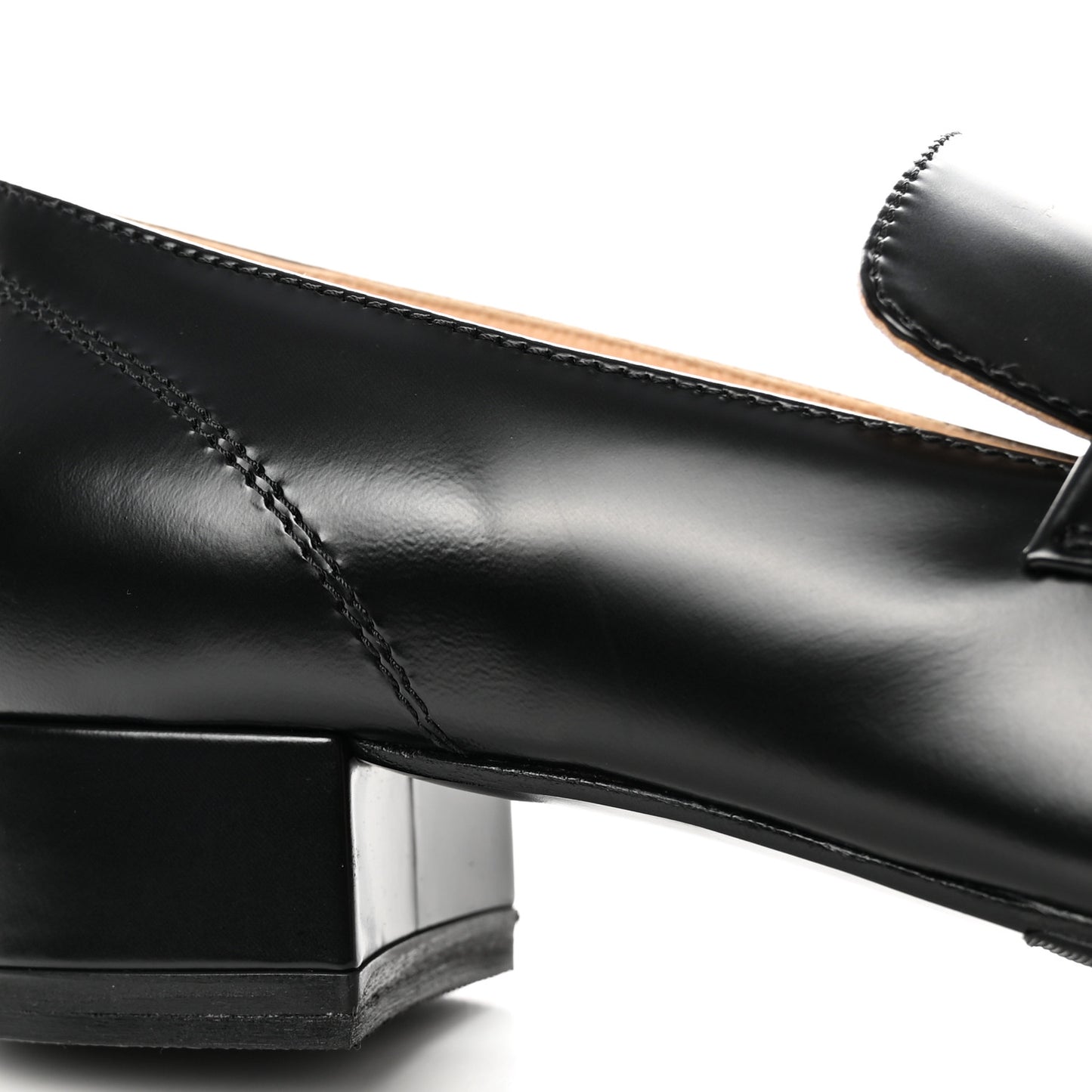 Shiny Calfskin Logo Loafers 37 Black