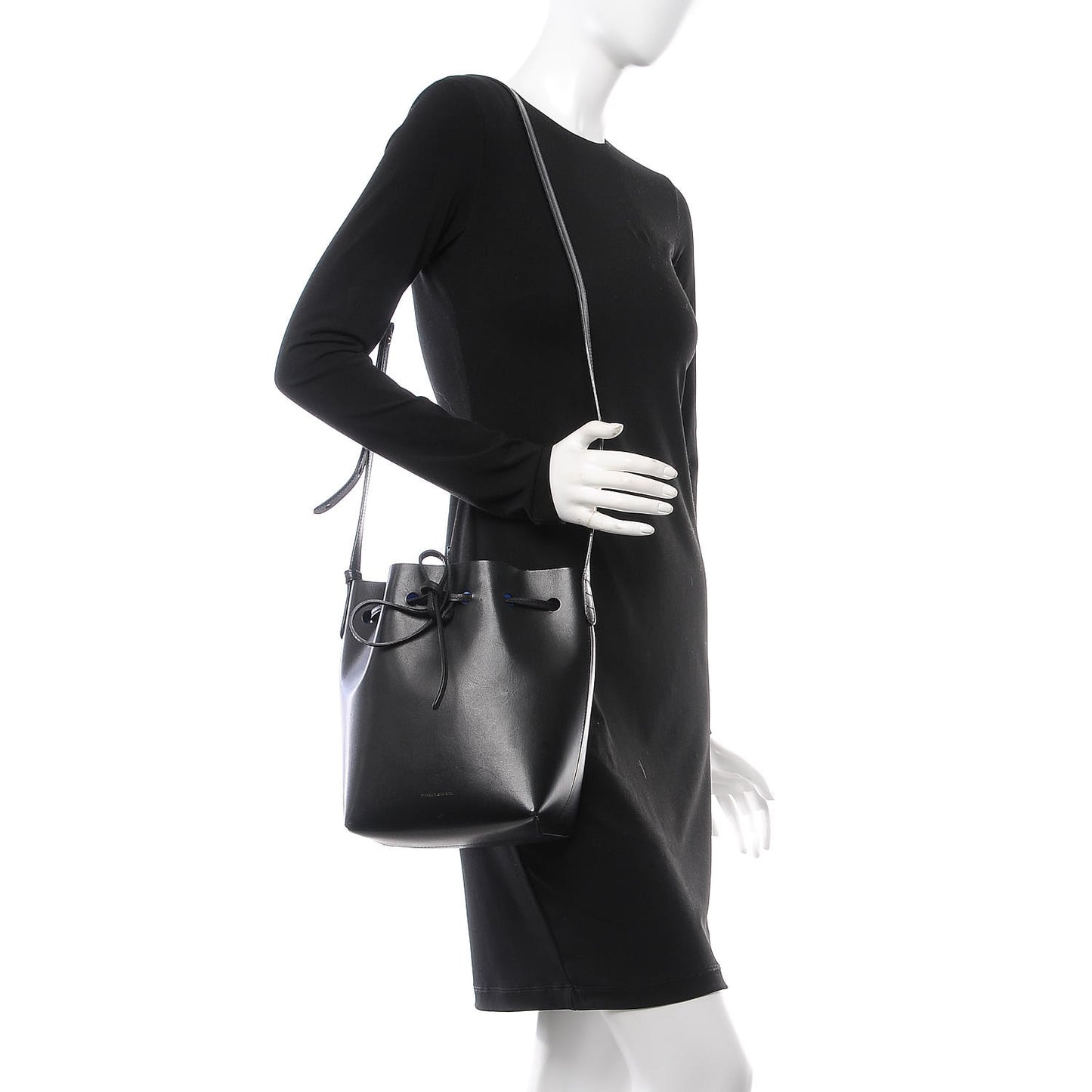 Calfskin Mini Bucket Bag Black Royal