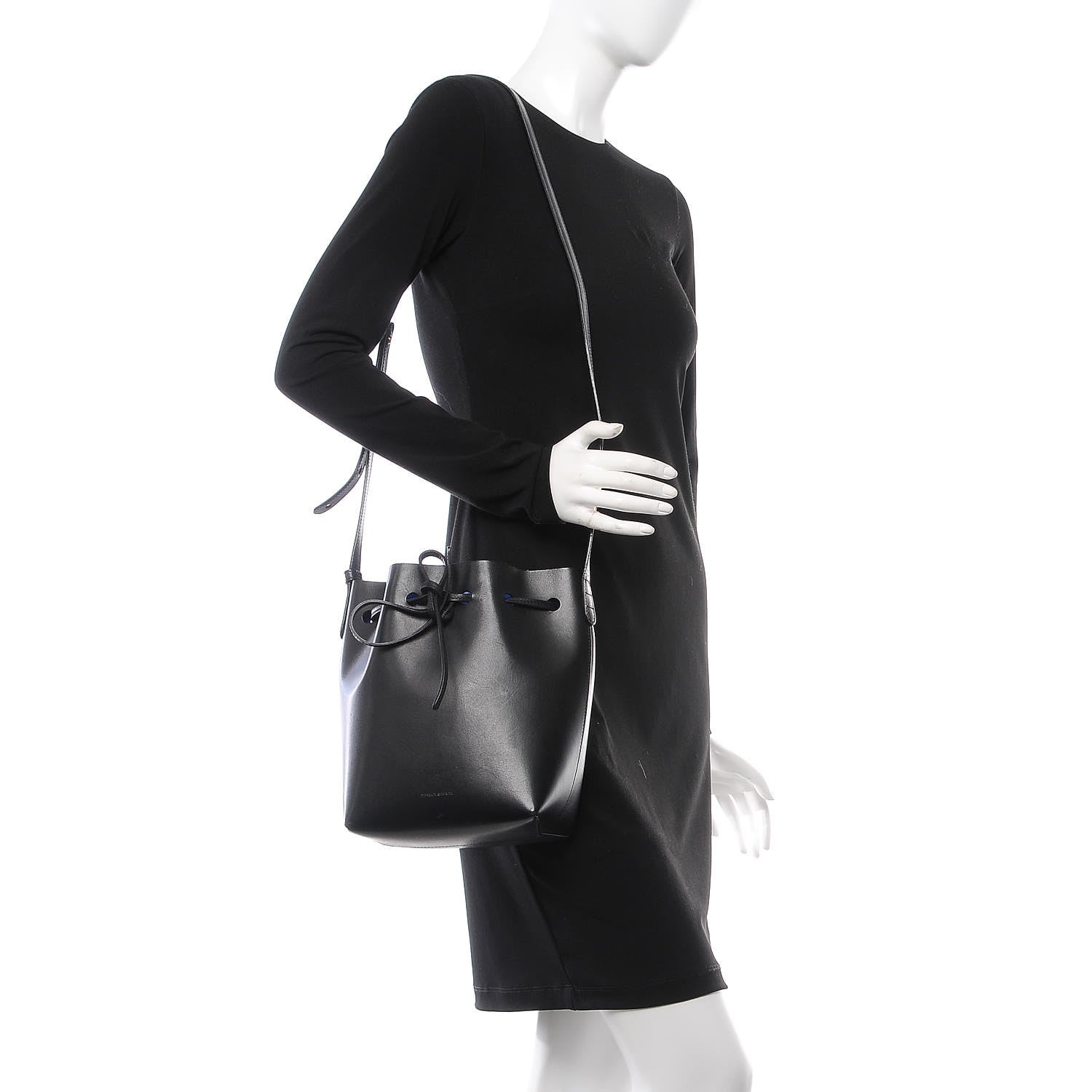 Mansur Gavriel Calfskin Mini Bucket Bag Black Royal 2 of 9