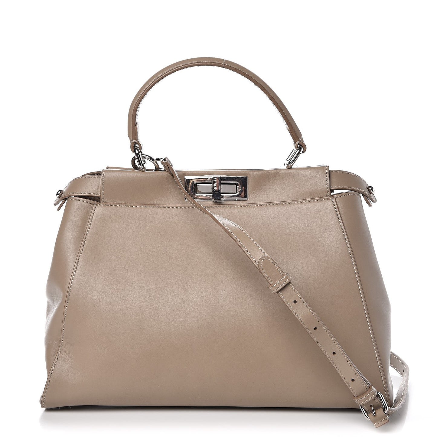 Vitello Morgan Shiny Nappa Medium Peekaboo Iconic Satchel Tortora