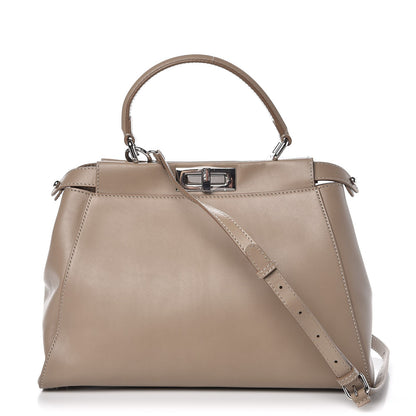 Fendi Vitello Morgan Shiny Nappa Medium Peekaboo Iconic Satchel Tortora 1 of 9