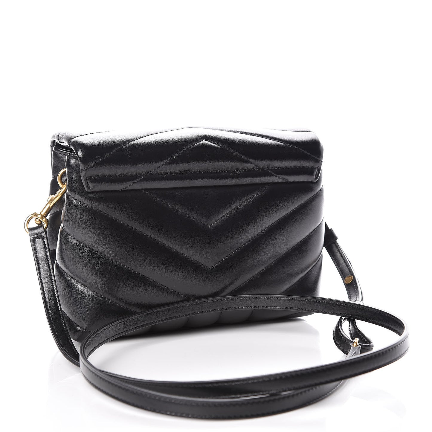 Calfskin Y Quilted Monogram Toy Loulou Crossbody Bag Black